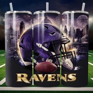 Ravens Themed Tumbler with Straw